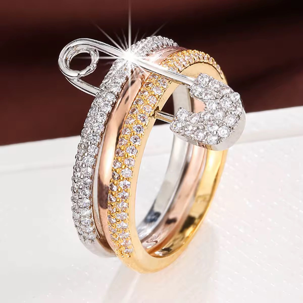 Luxury Pin – 14K Vergoldeter Zirkon-Ring