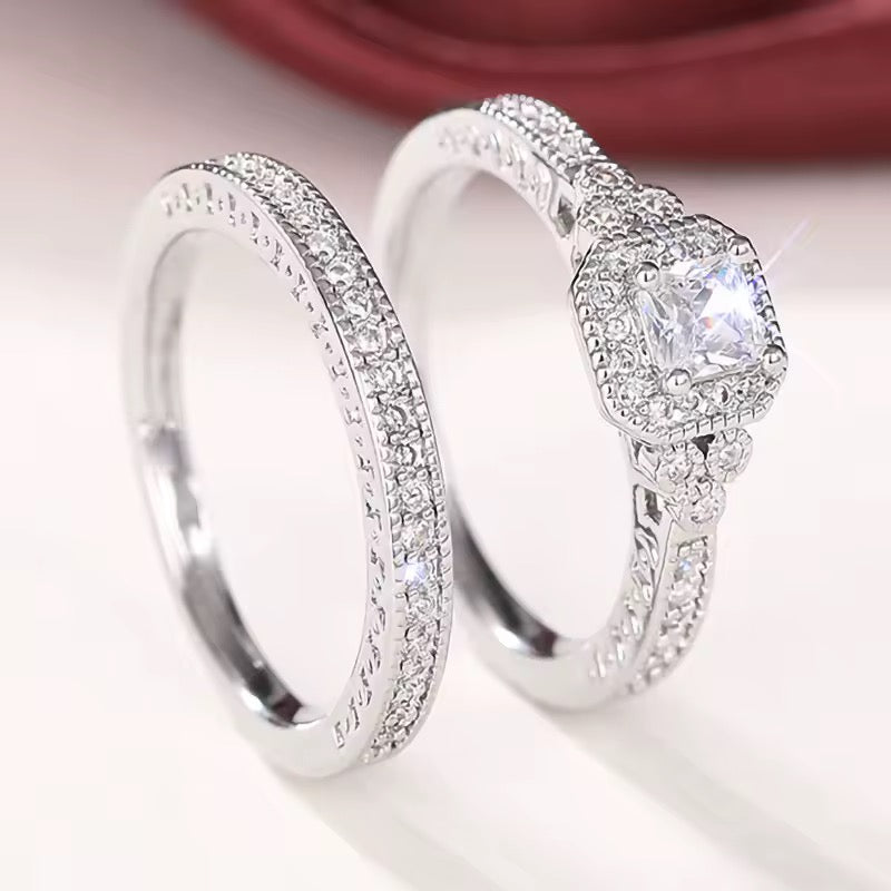Sterling Luxury Duo – 925 Silber Ring-Set mit Zirkonia, 2-teilig