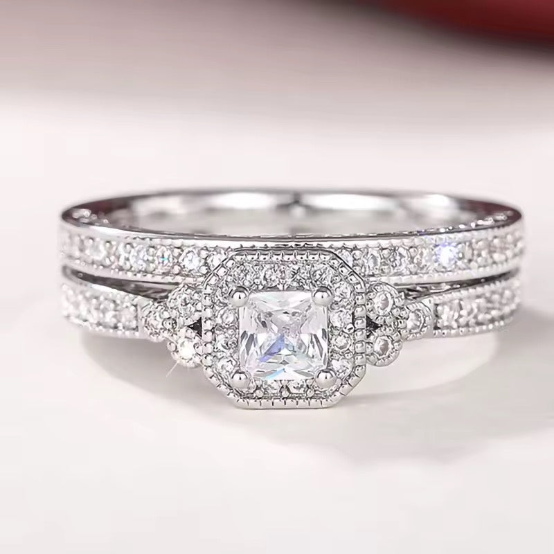 Sterling Luxury Duo – 925 Silber Ring-Set mit Zirkonia, 2-teilig