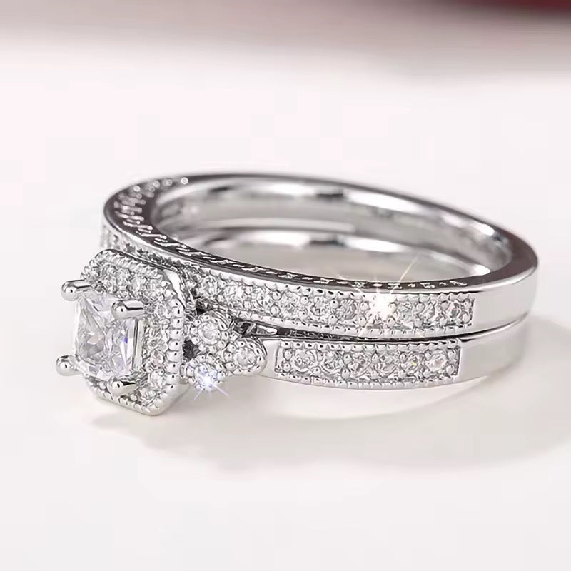 Sterling Luxury Duo – 925 Silber Ring-Set mit Zirkonia, 2-teilig