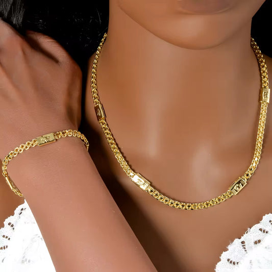 Dubai 18 Karat vergoldetes Schmuckset –  Halskette + Armband
